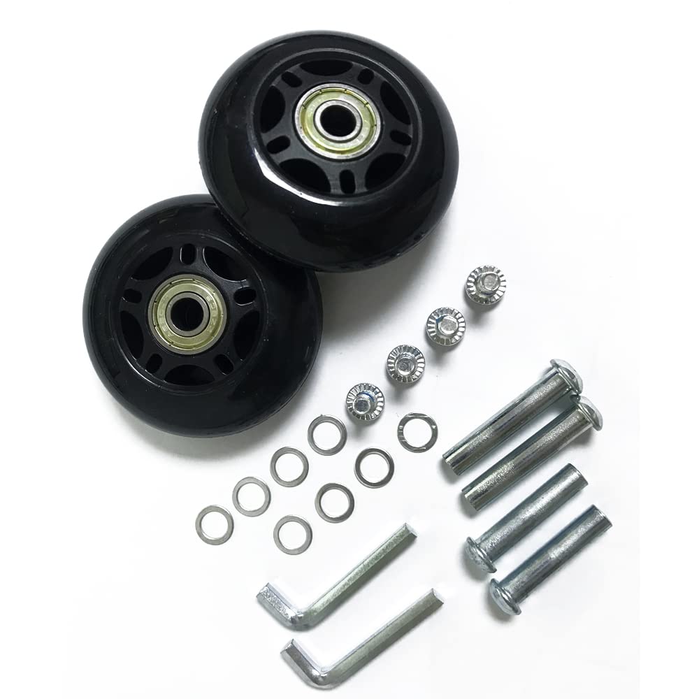 LOTOWELZON 1Paar Schwarz Mute Gepäck-Ersatzrollen 84mm Dicke 24mm mit 8mm Kugellagern Reparatur-Kits ABEC 608zz für Koffer und Inline Outdoor Skate und Caster Board (OD84*W24mm/3.31"x0.94") von LOTOWELZON