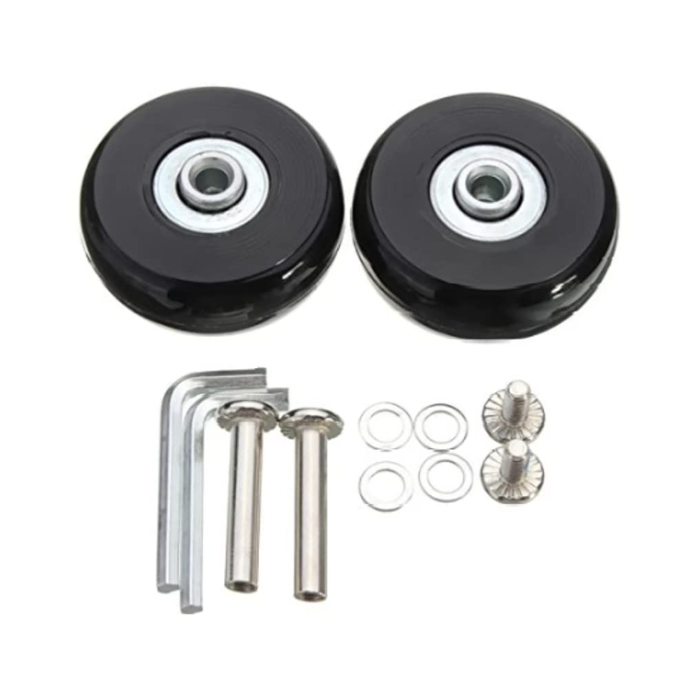 LOTOWELZON 2Stück Doppelter Typ Schwarz Mute Gepäck-Ersatzrollen 50mm Dicke 14mm mit 6mm Kugellagern Reparatur-Kits ABEC 608zz für Koffer und Inline Outdoor Skate (OD50xThk14mm/1.97x0.55in) von LOTOWELZON