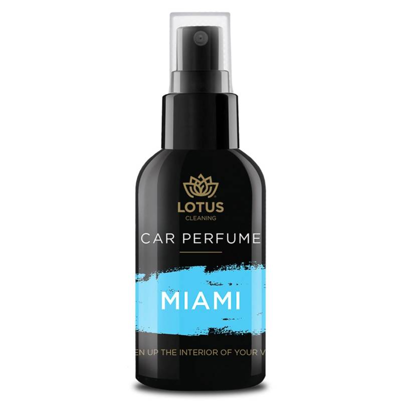 LOTUS Autoparfum Miami 100ml – Premium Duft für Autos, 900 Sprühstöße, Exotischer Orchideen- und Vanilleduft, Beruhigende Orangenblüte, Ideal für Reisen und Zuhause, Praktisch für Unterwegs von LOTUS Cleaning