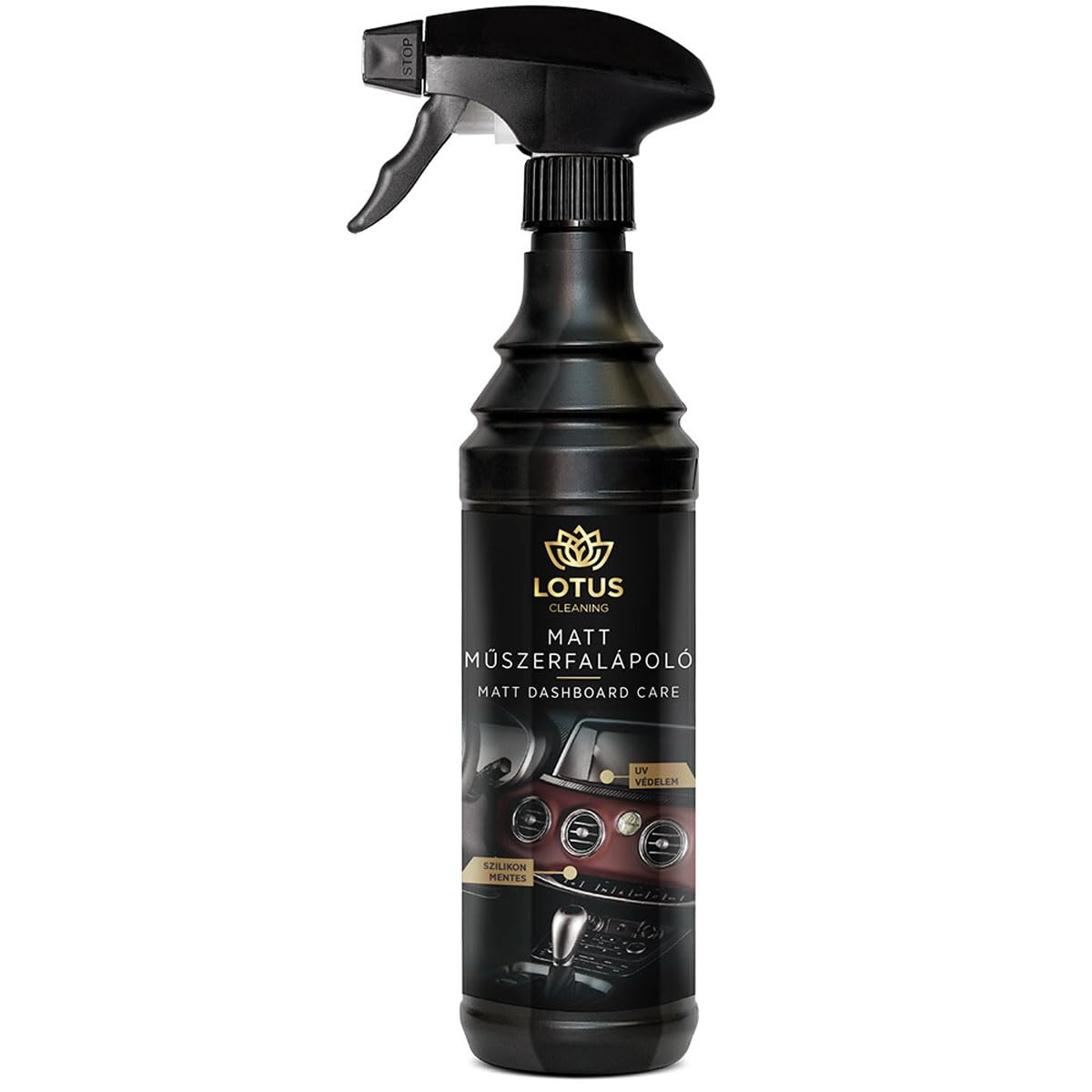 Lotus Matte Armaturenbrettpflege 600ml – Mattes Finish, UV-Schutz, lang anhaltende Pflege, antistatisch, silikonfrei, einfach anzuwenden, Citrusduft, ideal für alle Kunststoffoberflächen im Auto von LOTUS Cleaning