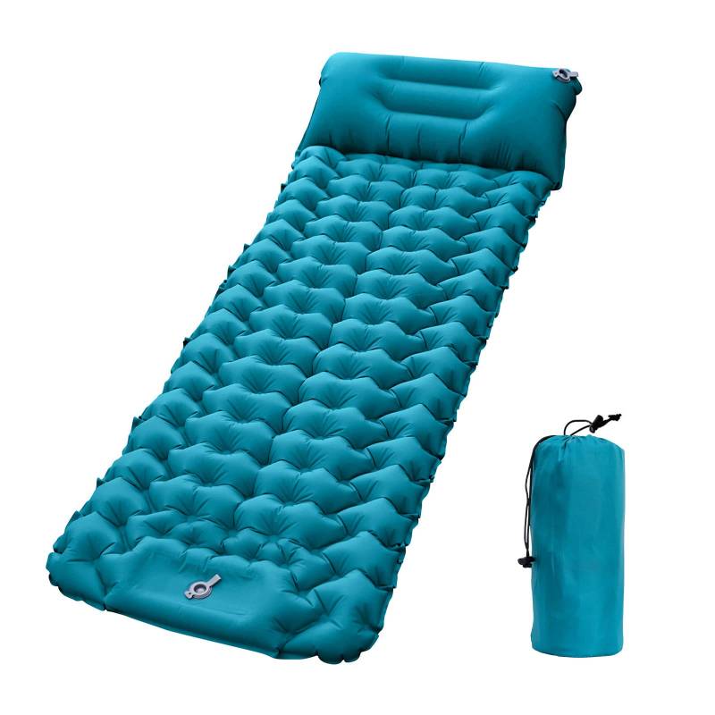 LOTUS POWER Tragbare feuchtigkeitsbeständige wasserdicht Outdoor Luftmatratze für Camping/Sightseeing/Picknick, Aufsteckbares Luftkissen aus Nylon für Rucksackreisen/Trekking/Wandern (Blau) von LOTUS POWER