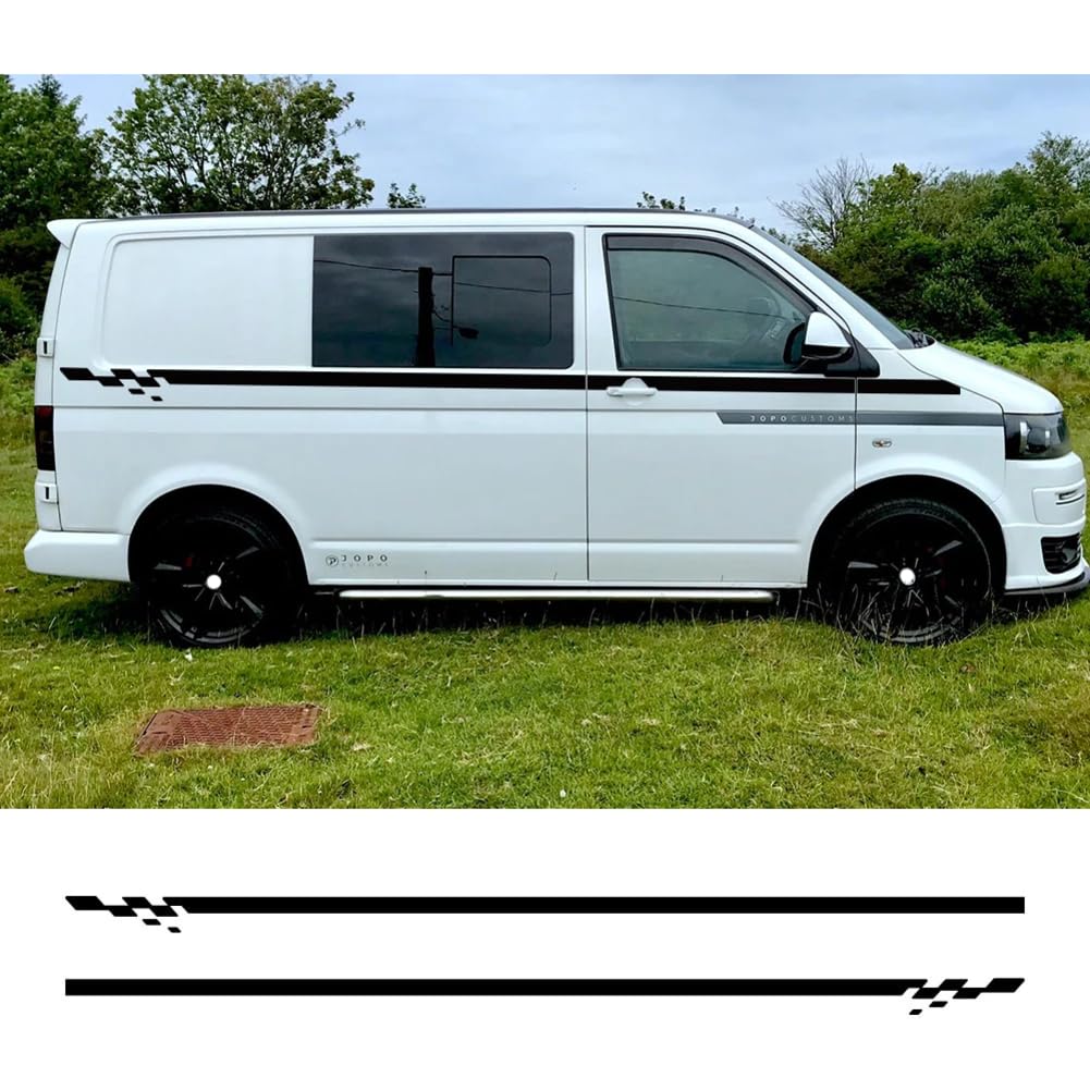 2 STÜCKE Autoaufkleber, Für VW Transporter T4 T5 T6 Camper Van Seitliche Rennstreifen Grafiken Vinyl Aufkleber Autozubehör von LOUHCZDH