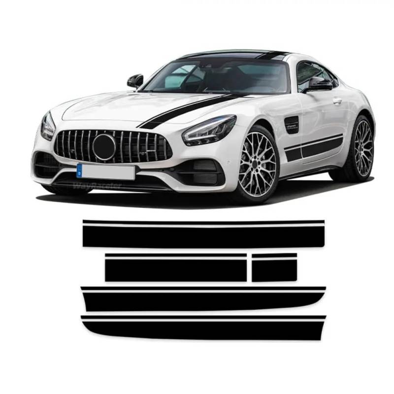 5-teiliges Auto-Motorhauben-Dach-Hecktür-Seitenstreifen-Aufkleber, für M=ercedes B=ENZ AMG GT R PRO C190 R190 GTS GTR GTC 2015-On Zubehör von LOUHCZDH