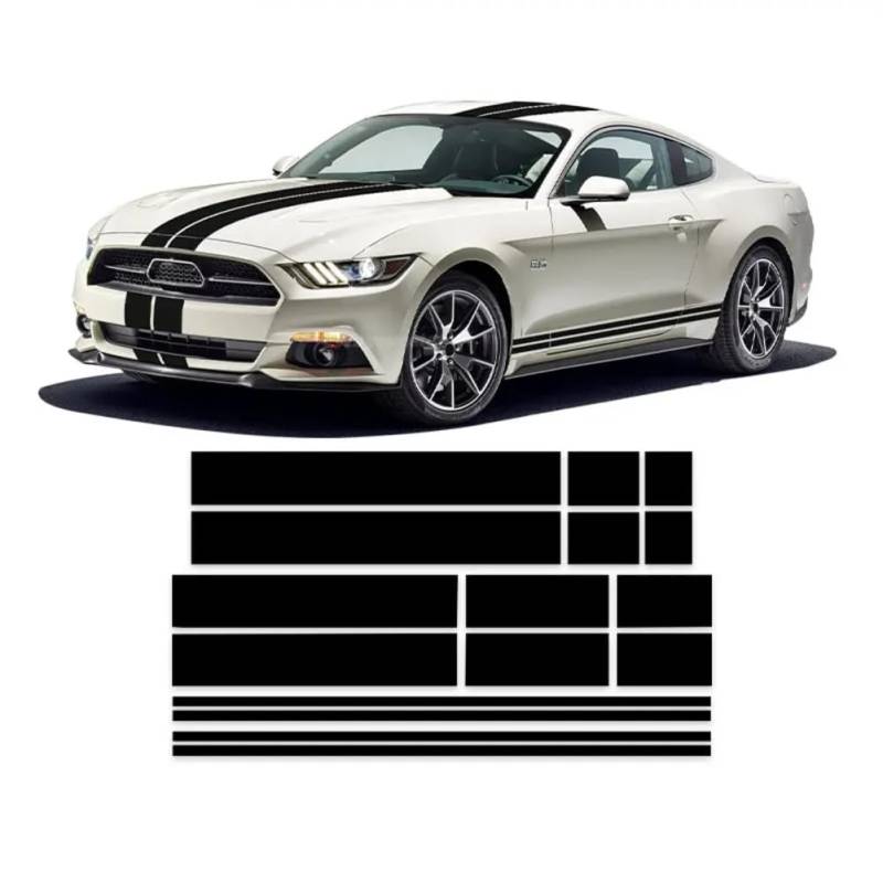 Türseitenstreifen-Aufkleber, Motorhaube, Motorabdeckung, Dach, Kofferraum, Karosserieaufkleber, für Ford Mustang GT Shelby 2015-On GT500 2022 GT350 von LOUHCZDH