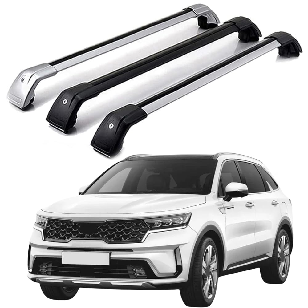 DachträGer RelingträGer für KIA Sorento mq4 2020-, Dachgepäckträger Dachträger Querträger Aluminium Diebstahl-Bars Auto Zubehör 2 Stück,Silver-Black von LOVVEEUV