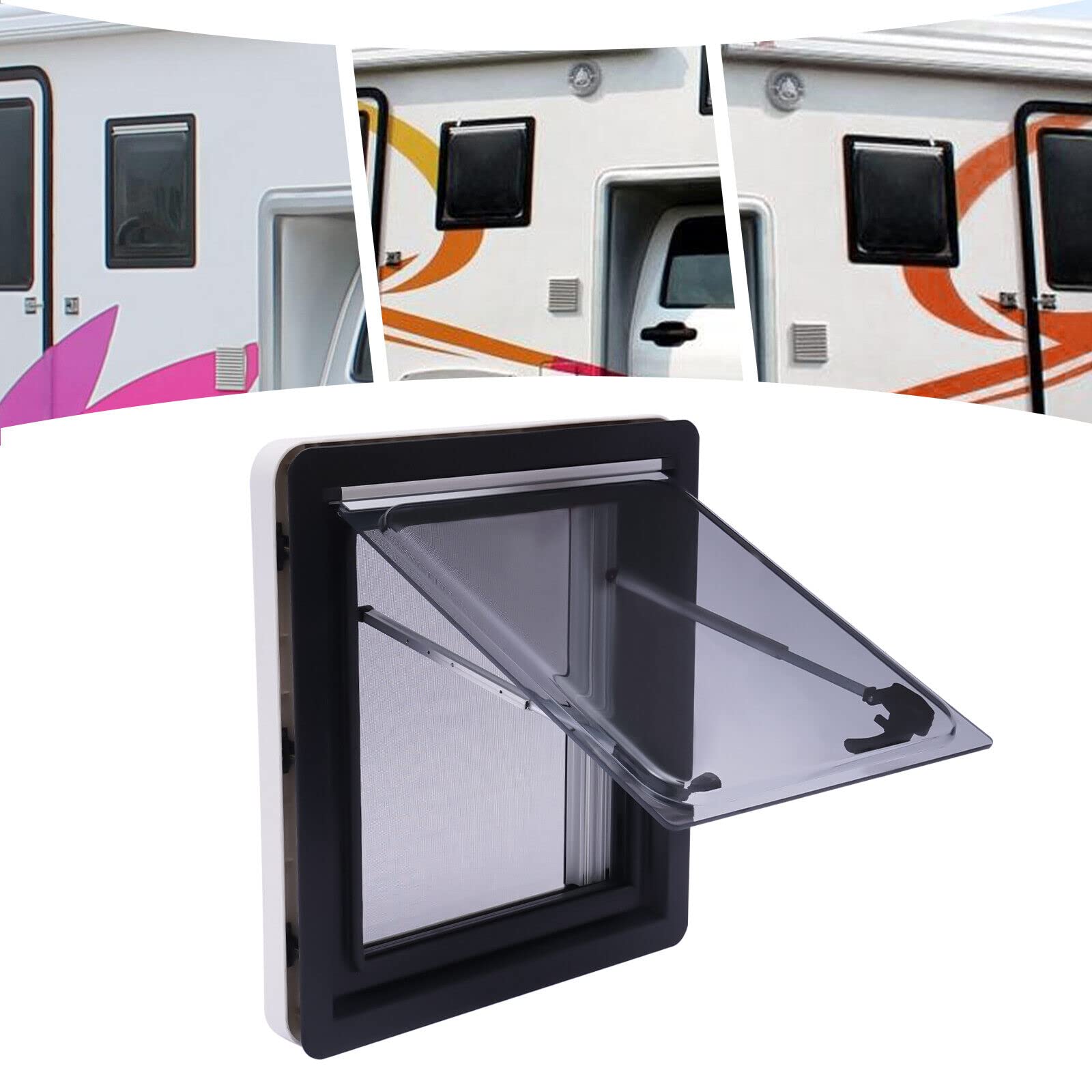 450x500mm Wohnmobil Ausstellfenster mit Fliegengitter,RV Top Klappfenster, Externes Push-Fenster,Camper Seitenfenster von LOYEMAADE