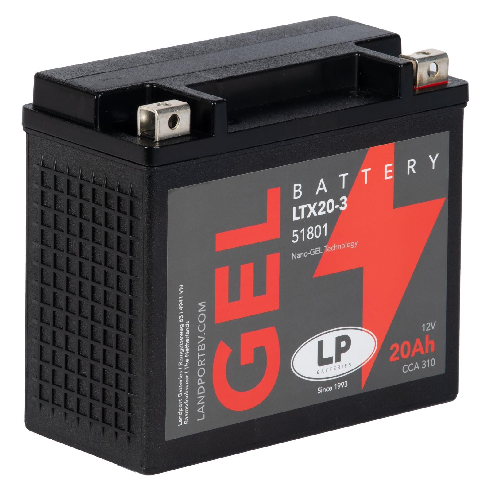 LANDPORT Batterie 12V 20Ah LTX20-3 Gel kompatibel für Buell M2, S3, S3T, X1 120 Thunderbolt, HD Softail Slim, Fat Boy, Kymco MXU 500, UXV von LP BATTERIES