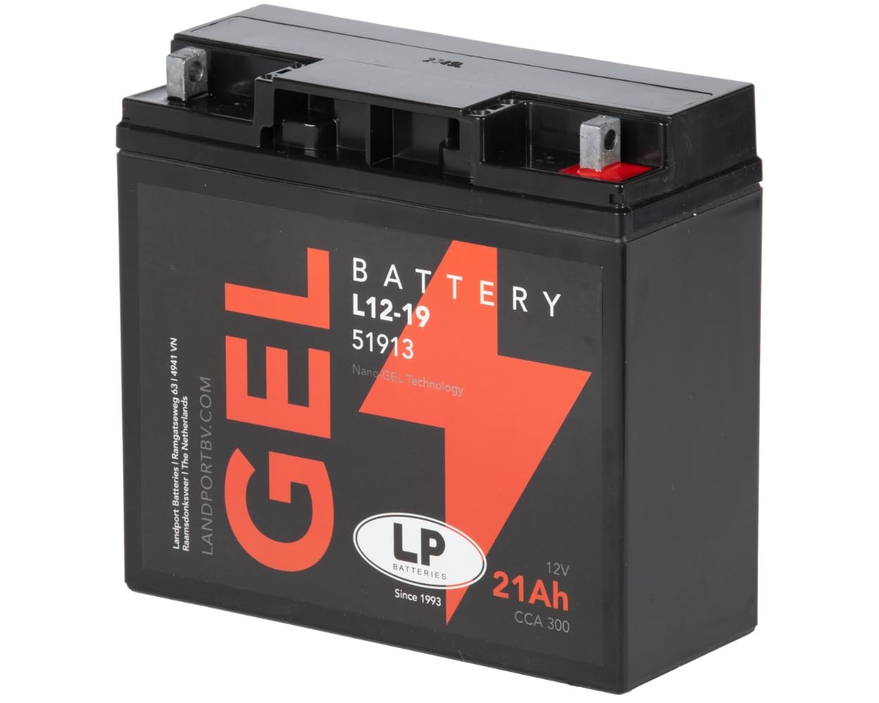 LANDPORT Batterie 12V 21Ah L12-19 Gel 181x76x167mm kompatibel für BMW K1100 LT RS, R 90 S ,R850 R Roadster, Ducati SD 900 Darmah von LP BATTERIES