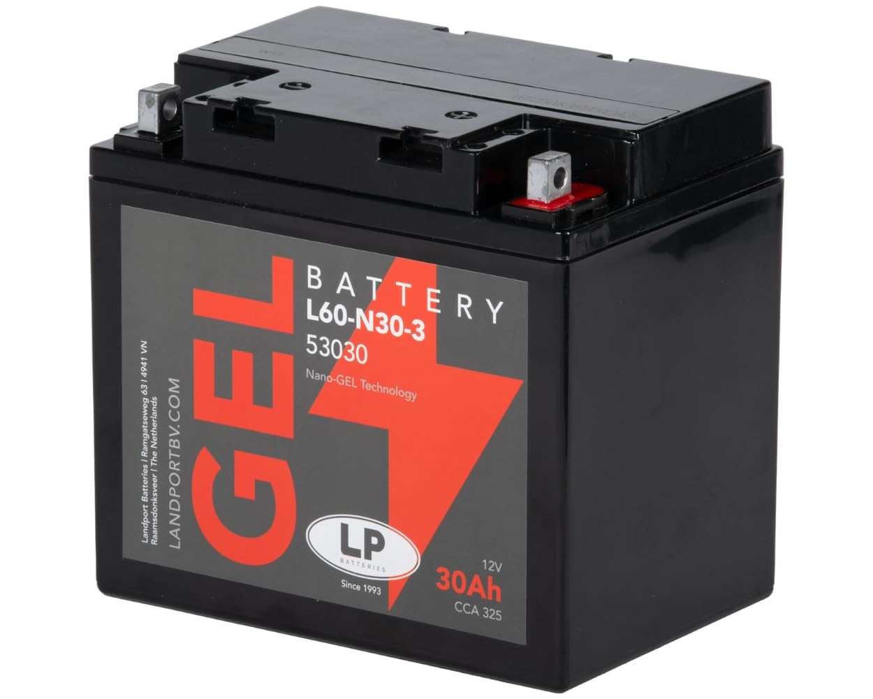 Gel-Motorradbatterie 12 V 30 Ah (10 Std.) 300 CCA Landport - MG L60-N30-3 von LP BATTERIES