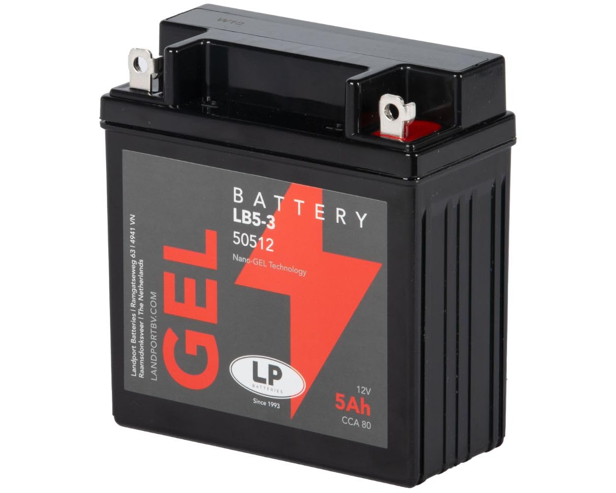 LANDPORT Batterie LB5-3 Gel 12V 5Ah kompatibel mit Simson S51 S50 S53 S70 SR50 SR80, kompatibel mit Yamaha RD 350, Malaguti F15 von LP BATTERIES