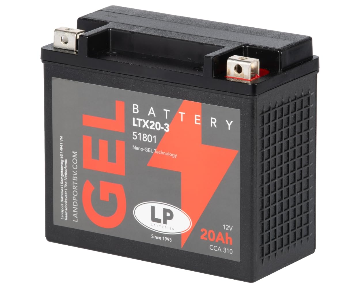 LP BATTERIES GTX20-3 12V 20AH Motorrad Batterie, wartungsfrei versiegelt und vorgeladen kompatibel mit 4SH-82100-21, 51822, BTY-YTX, CTX20-BS, ETX20L-BS, FTX20L-BS Roller Quad Moped von LP BATTERIES