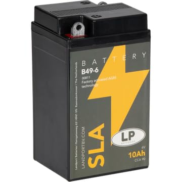 LANDPORT Batterie B49-6 6V, 10Ah SLA wartungsfrei kompatibel für BMW R 25 /3, R 26 T26, R 50 /2, R50, R60 /2, R 60, R 76/3, R 69 S von LP BATTERIES