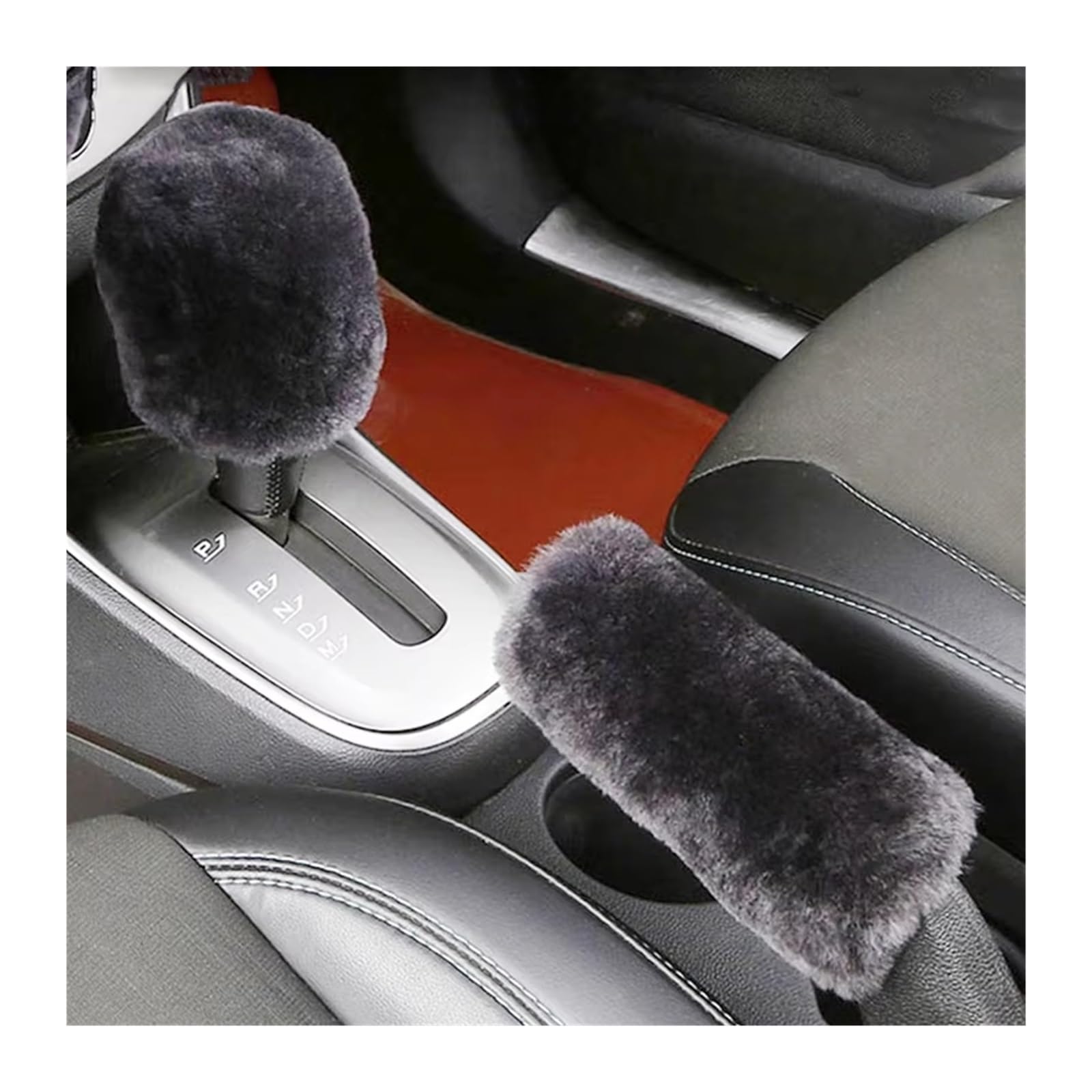 Schalthebelbezug Weiche Plüschhülse Winter Warm Handbremse Schaltknauf Abdeckung Griff Universal Auto Dekoration 2 Stück Auto Handbremsgriffabdeckungen Schaltknauf Cover(Gray) von LPAKMGAGEL