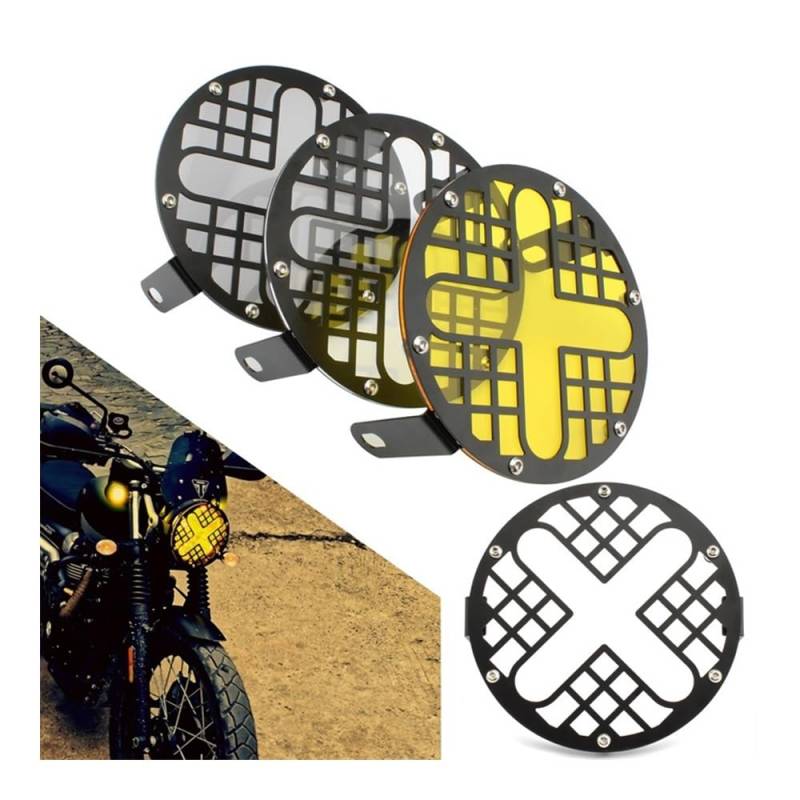 LPBRMDJW Motorrad-Scheinwerferschutzgitter Motorrad 7 "Scheinwerfer Abdeckung Licht Kühlergrill Schutz Protector Für triu&mph Bonneville T100 T120 Thunderbird Sport Thruxton von LPBRMDJW