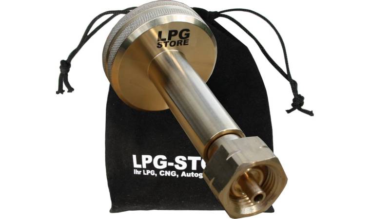 LPG-Store LPG GPL GNV Autogas Tankadapter DISH Gasflaschen Propangas lang mit Stoffbeutel von LPG-Store