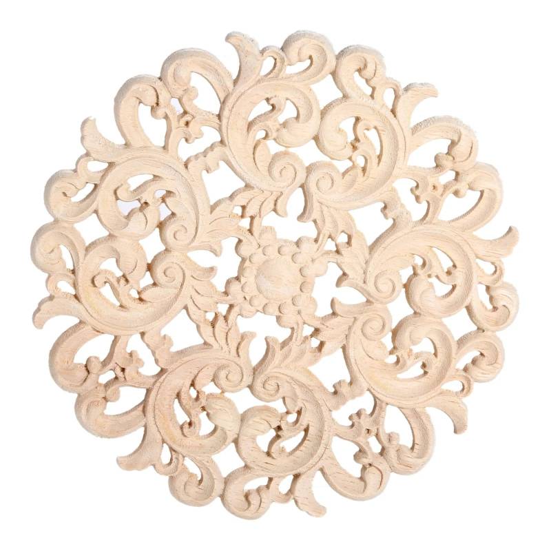 Premium-Holzzierleisten, runde, mit Blumen geschnitzte Naturholzaufkleber, Retro-Möbel, dekoratives Zubehör for Türschränke, Schränke (Größe: 12 cm)(12cm) von LPLPL