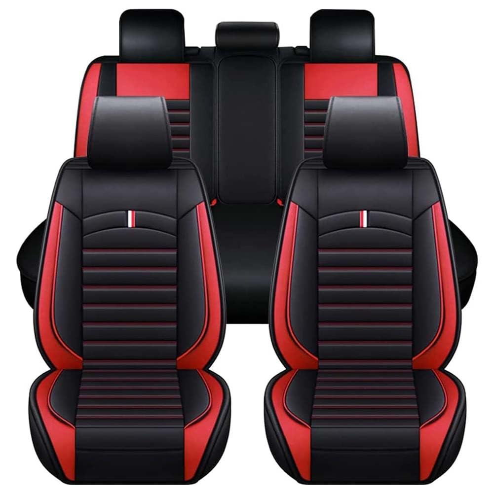 LPOJUHBSWAR Autositzbezüge komplettes Set Für Citroen C4 Cactus Crossover SUV 2012-2025, Schonbezüge für Vordersitze Und Rückbank, Auto Sitzbezüge Airbag Kompatibel,A/Black-red von LPOJUHBSWAR