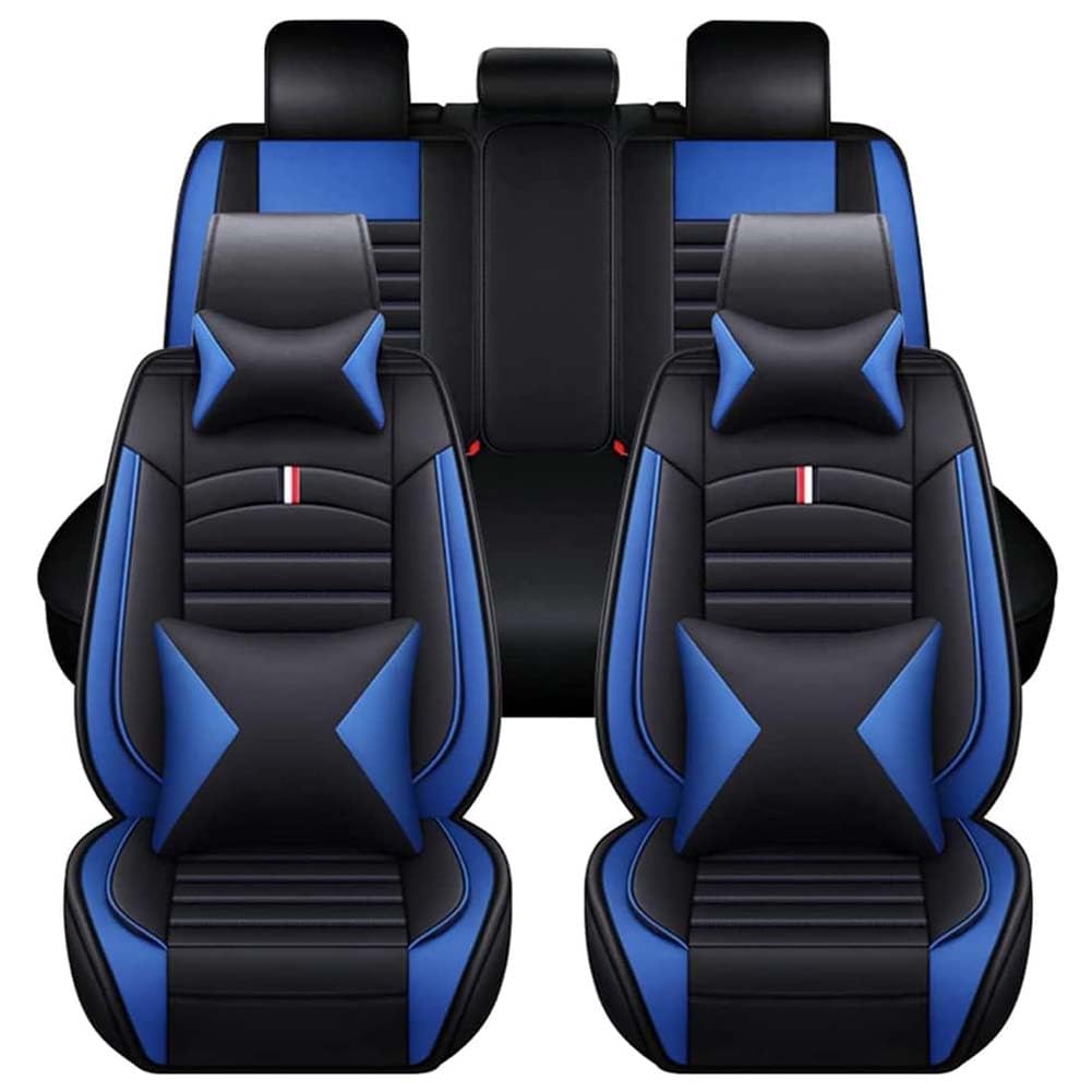 LPOJUHBSWAR Autositzbezüge komplettes Set Für Citroen C4 Cactus Crossover SUV 2012-2025, Schonbezüge für Vordersitze Und Rückbank, Auto Sitzbezüge Airbag Kompatibel,H/Black-Blue von LPOJUHBSWAR