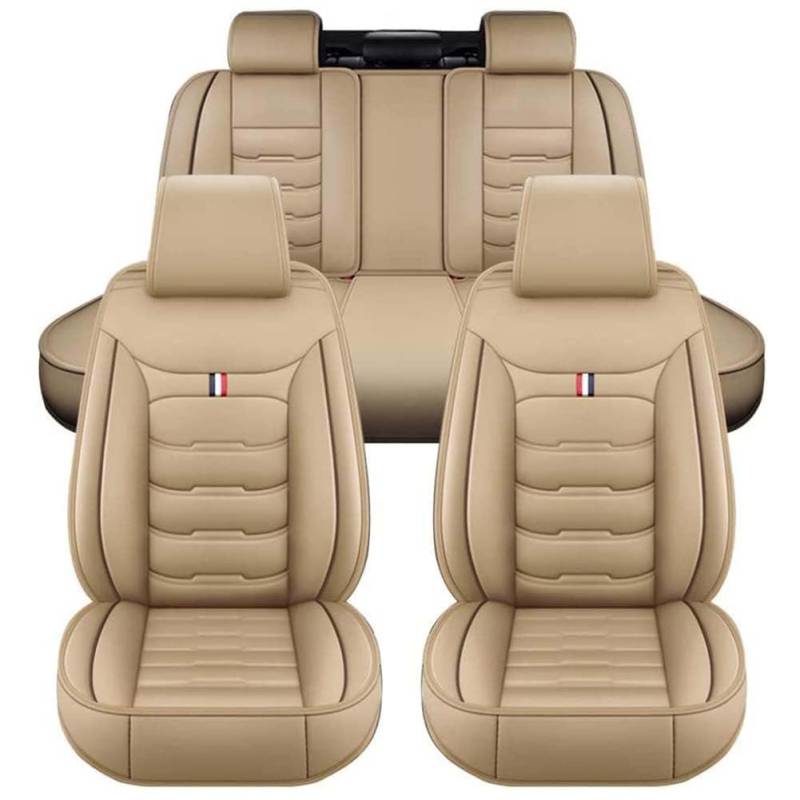 LPOJUHBSWAR Kunstleder-Autositzbezüge Für Dodge Avenger Caliber 2010-2023, 5-Sitzer Luxus Autositzbezüge Vorderseite und Rückseite Autositze,A/Beige von LPOJUHBSWAR