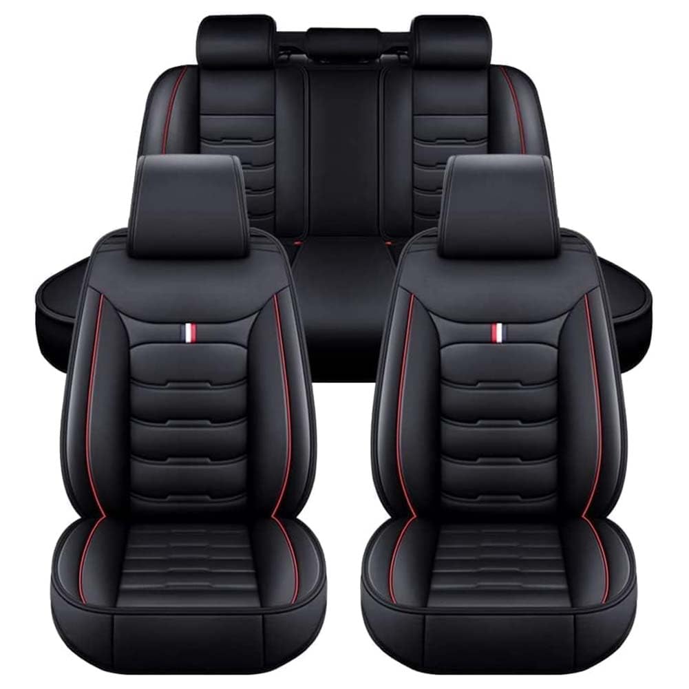 LPOJUHBSWAR Kunstleder-Autositzbezüge Für Dodge Avenger Caliber 2010-2023, 5-Sitzer Luxus Autositzbezüge Vorderseite und Rückseite Autositze,D/Black-Red von LPOJUHBSWAR