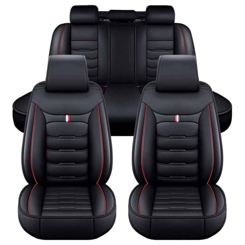 LPOJUHBSWAR Kunstleder-Autositzbezüge Für Dodge Avenger Caliber 2010-2023, 5-Sitzer Luxus Autositzbezüge Vorderseite und Rückseite Autositze,D/Black-Red von LPOJUHBSWAR