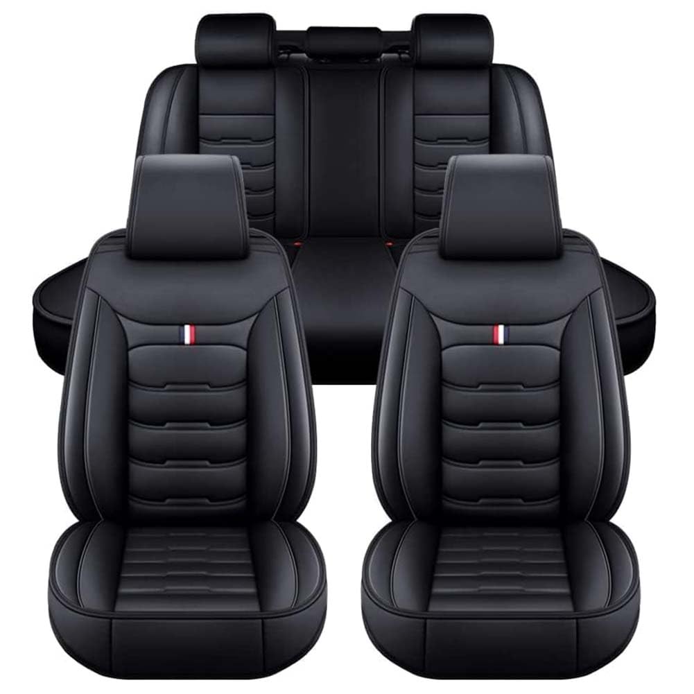 LPOJUHBSWAR Kunstleder-Autositzbezüge Für Hyundai Santafe 5seats/2013-2018, 5-Sitzer Luxus Autositzbezüge Vorderseite und Rückseite Autositze,C/Black von LPOJUHBSWAR