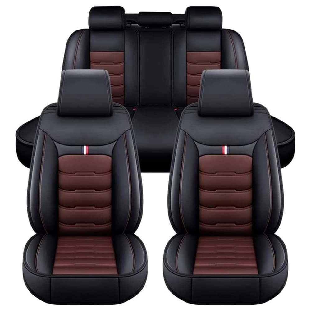 LPOJUHBSWAR Kunstleder-Autositzbezüge Für Hyundai Santafe 5seats/2013-2018, 5-Sitzer Luxus Autositzbezüge Vorderseite und Rückseite Autositze,E/Black-Coffee von LPOJUHBSWAR