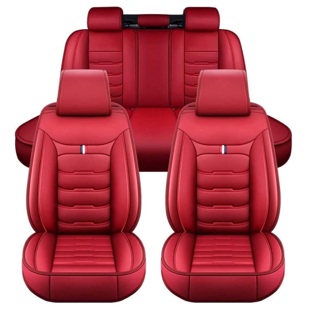 LPOJUHBSWAR Kunstleder-Autositzbezüge Für Hyundai Veracruz 2007-2012 5seats, 5-Sitzer Luxus Autositzbezüge Vorderseite und Rückseite Autositze,B/Red von LPOJUHBSWAR