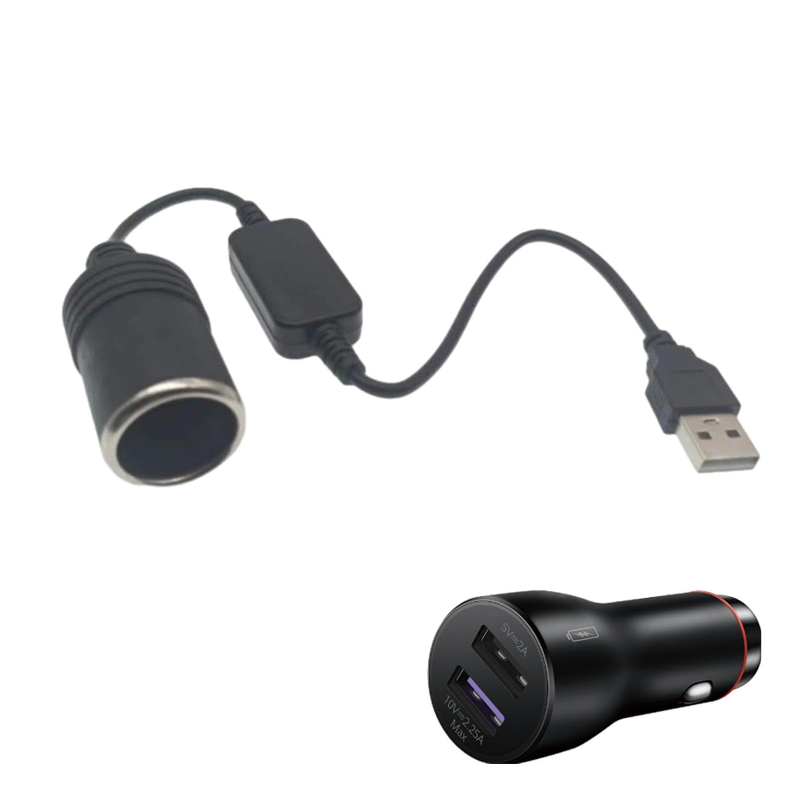 USB-auf-Auto-Feuerzeug-Buchse, 5V auf 12V Konverter-Steckdose, USB-auf-Auto-Feuerzeug-Adapter,Weiblicher Konverter für Auto-Zigarettenanzünder, kabelgebundener Controller-Stecker, Auto-Feuerzeug-Adap von LPORF