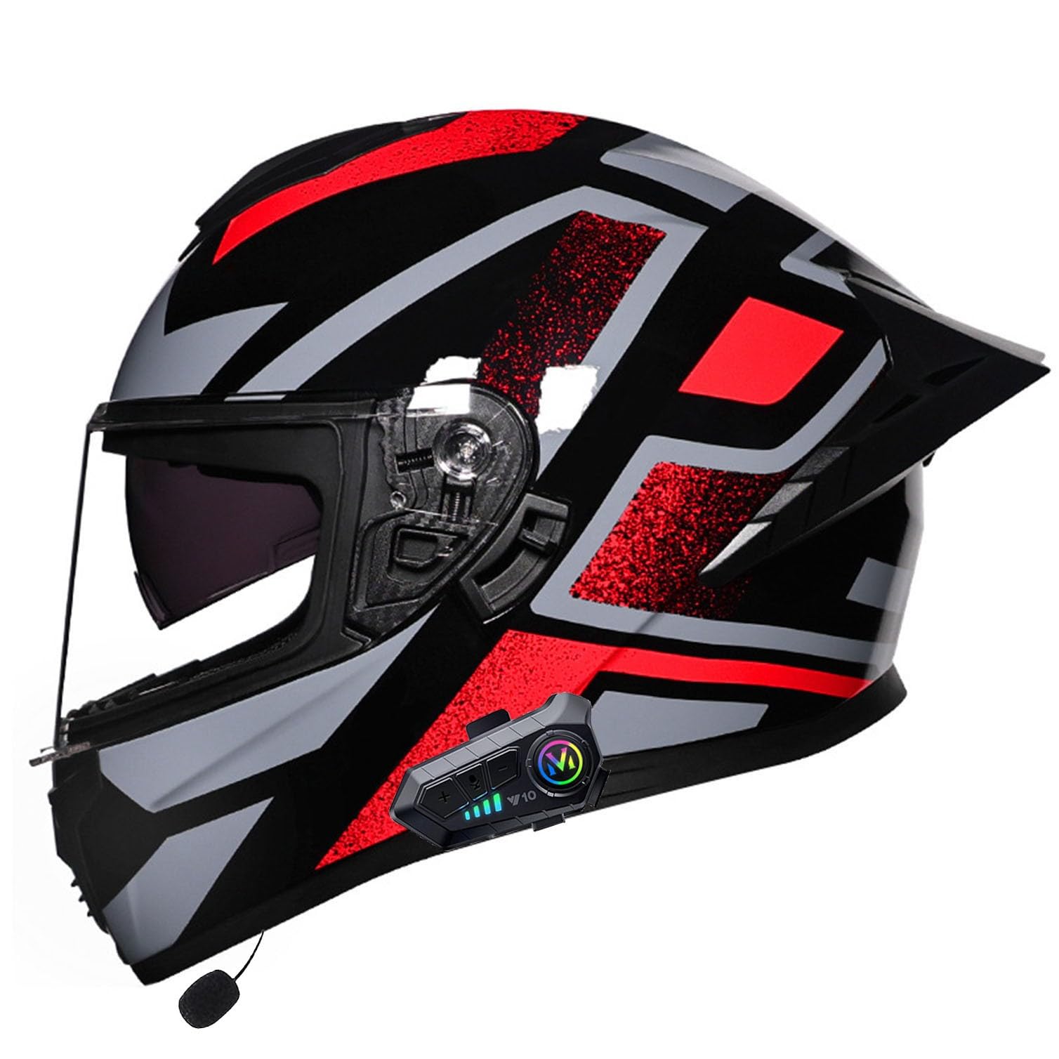 Bluetooth-Integralhelm - Motorrad-Integralhelm - Roller Helm Bluetooth-Helm Mit Doppelvisier, ECE/DOT Genehmigt Motorradhelm Für Damen Und Herren 13,2XL(63~64CM) von LPXPLP