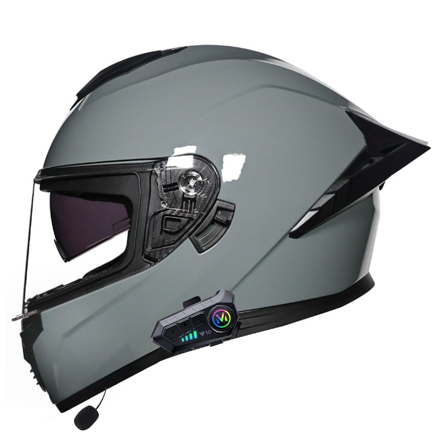 Bluetooth-Integralhelm - Motorrad-Integralhelm - Roller Helm Bluetooth-Helm Mit Doppelvisier, ECE/DOT Genehmigt Motorradhelm Für Damen Und Herren 7,S(55~56CM) von LPXPLP
