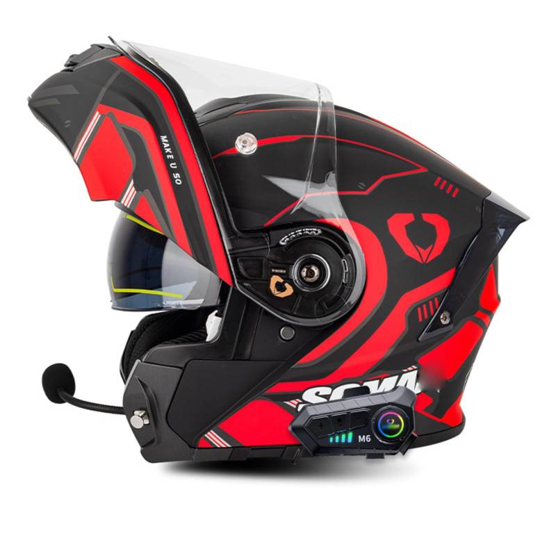 Bluetooth Klapphelm Motorradhelm für Motorräder integrierter Motorrad Helm modularer Motorradhelm mit Doppelvisier ECE-zugelassen für Rennhelme für Damen und Herren F,4XL von LPXPLP