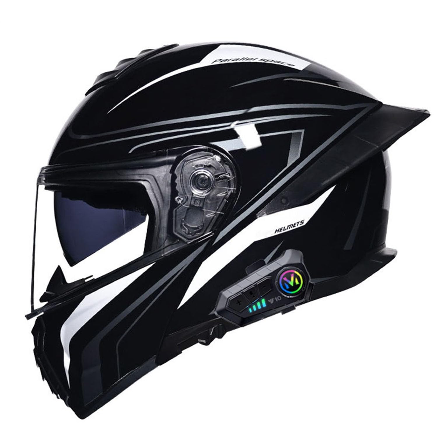 Bluetooth Motorradhelm ECE-geprüfter Klapphelm Modulare Helm Erwachsene Damen und Herren mit Doppelvisier, Lautsprechermikrofon Geräuschunterdrückung Multifunktional Bluetooth 4,M(57~58CM) von LPXPLP