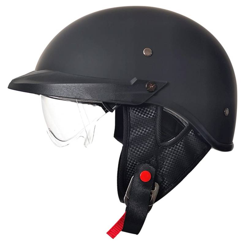 Halbhelme Motorradhelm Halbschalenhelm Mit ECE Genehmigt mit Eingebautem Visier Brain-Cap Halbschale Roller-Helm Scooter-Helm Jet-Helm Retro Für Erwachsene Herren Damen A,S von LPXPLP