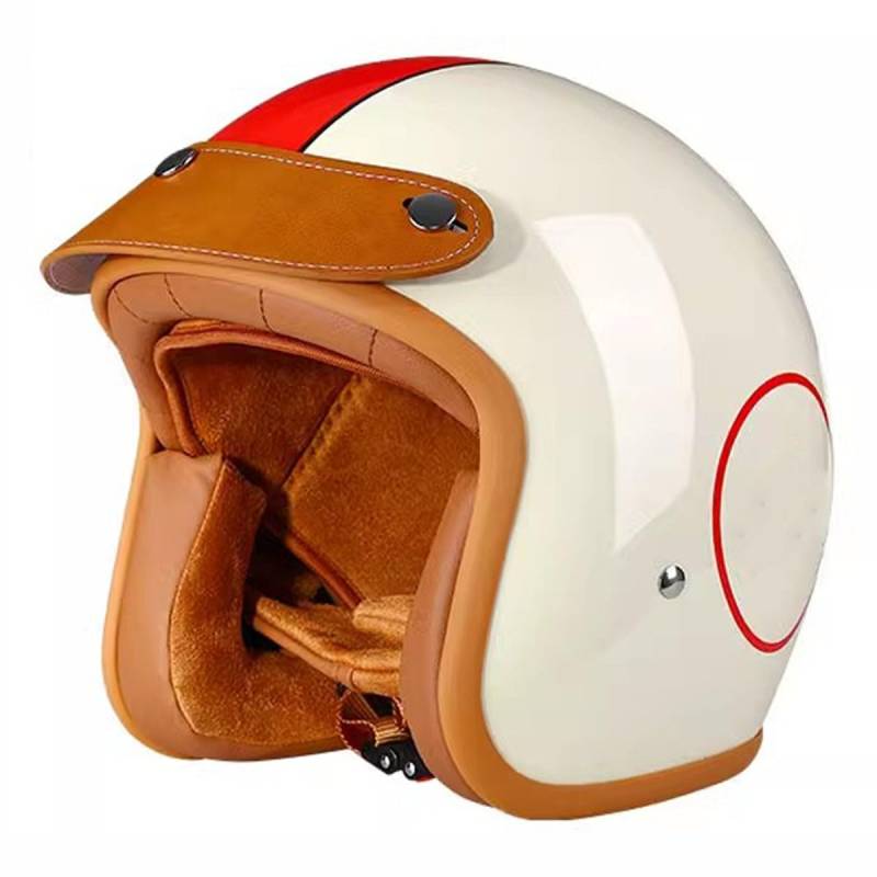 Halbschalenhelm Retro Motorrad Halbhelme Mit Abnehmbare Krempe Motorradhelm Jethelm Roller-Helm Scooter-Helm ECEDOT Zulassung Unisexs Offener Helm Fur Biker Cruiser Chopper 3,L:59-60CM von LPXPLP