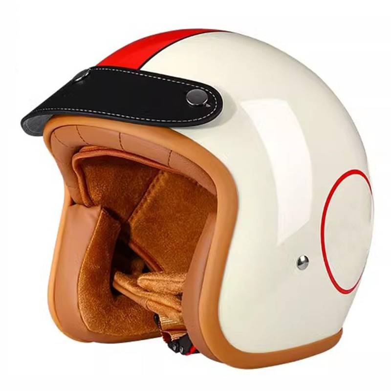 Halbschalenhelm Retro Motorrad Halbhelme Mit Abnehmbare Krempe Motorradhelm Jethelm Roller-Helm Scooter-Helm ECEDOT Zulassung Unisexs Offener Helm Fur Biker Cruiser Chopper 4,L:59-60CM von LPXPLP