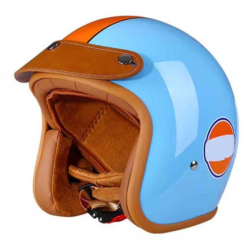 Halbschalenhelm Retro Motorrad Halbhelme Mit Abnehmbare Krempe Motorradhelm Jethelm Roller-Helm Scooter-Helm ECEDOT Zulassung Unisexs Offener Helm Fur Biker Cruiser Chopper 6,L:59-60CM von LPXPLP