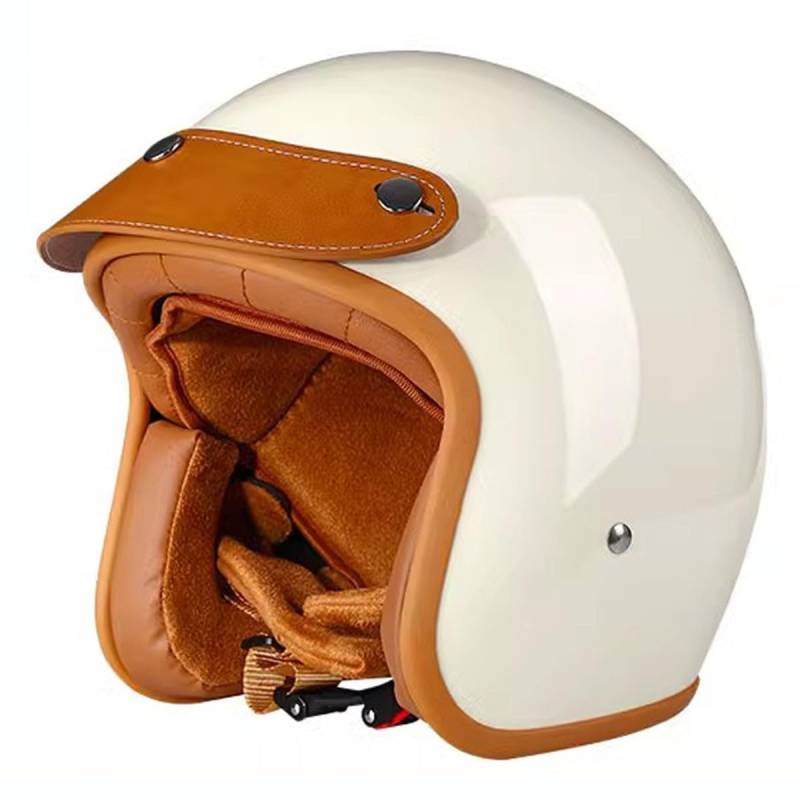 Halbschalenhelm Retro Motorrad Halbhelme Mit Abnehmbare Krempe Motorradhelm Jethelm Roller-Helm Scooter-Helm ECEDOT Zulassung Unisexs Offener Helm Fur Biker Cruiser Chopper 7,L:59-60CM von LPXPLP