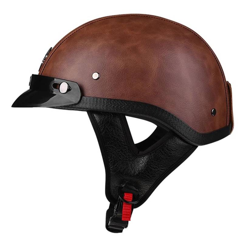 Jethelm Halbschalenhelm Damen Herren Retro Motorrad Halbhelme Mit Quick Release Buckle Halbschale Roller-Helm Cruiser Scooter Helm ECEDOT Zertifizierung Motorradhelm 1,L:59-60CM von LPXPLP