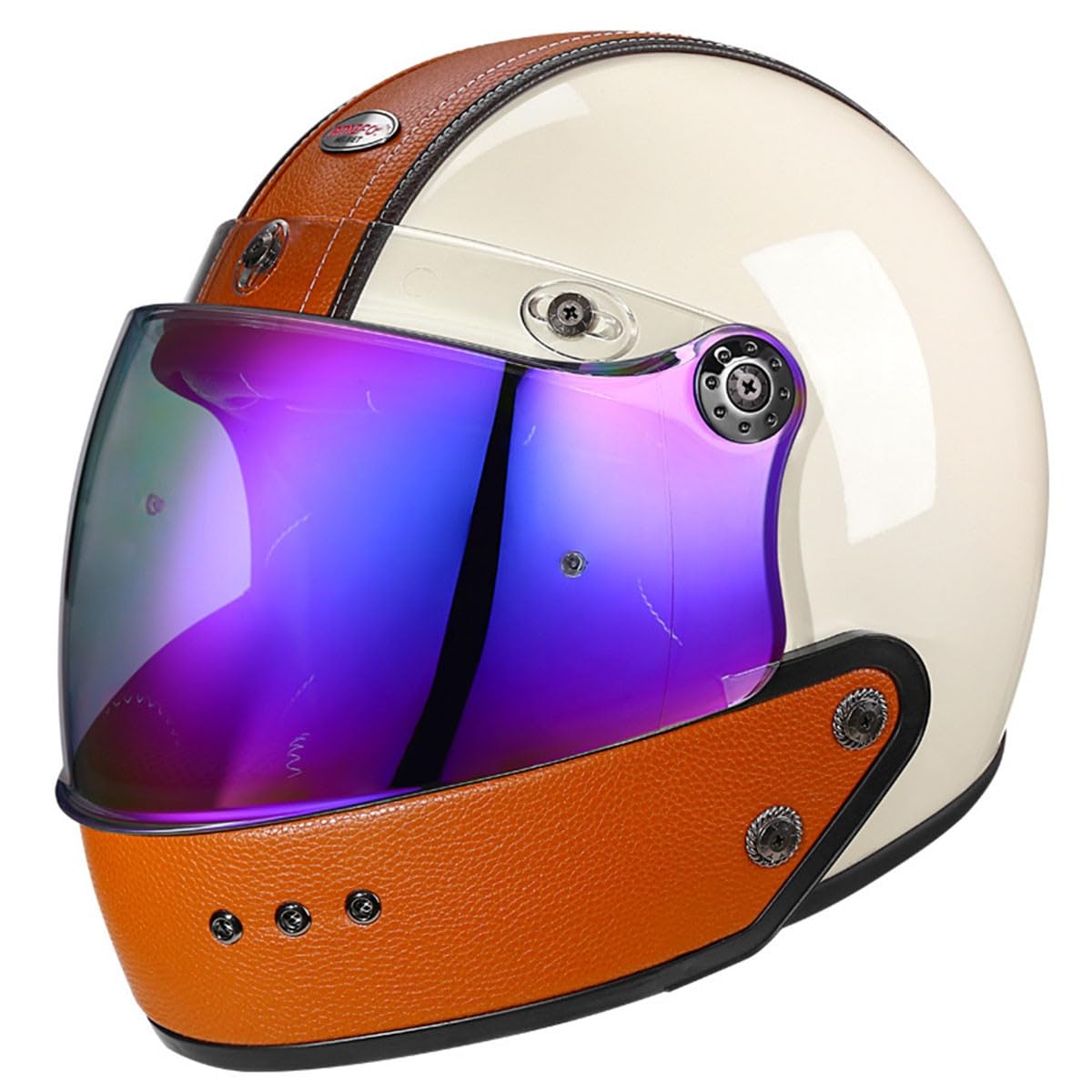 Jethelm Vintage Motorradhelm 3/4 Kombinationshelm Halbschalenhelm Winddichter Motorrad Roller Helm Mit Visier Offenem Helm Jethelm Für Damen Und Herren ECEDOT Zulassung 15,XXL:63-64CM von LPXPLP