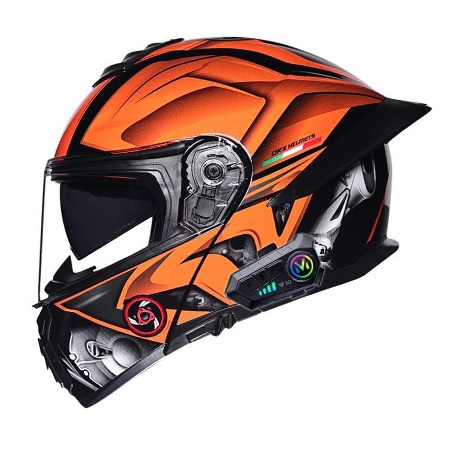Klapphelm mit Bluetooth Motorradhelm Herren, ECE Zertifiziert Sturzhelm, Integriert Motorradhelm, mit Doppelvisier Mikrofon Motorrad Helm für Erwachsene Damen Modularer Helm 5,2XL(63~64CM) von LPXPLP