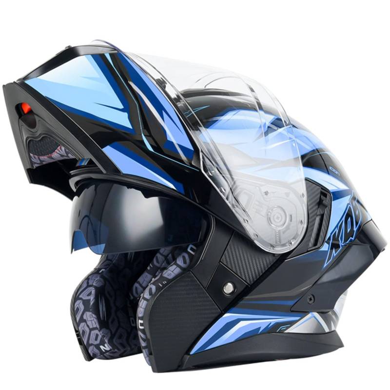 Klapphelm mit ECE Motorradhelm Integralhelm Rollerhelm Fullface Helm Sturzhelm mit Doppelvisier Motocrosshelm für Damen Herren Motorrad Klapphelme Modularer Helm Integralhelme B,XXL von LPXPLP