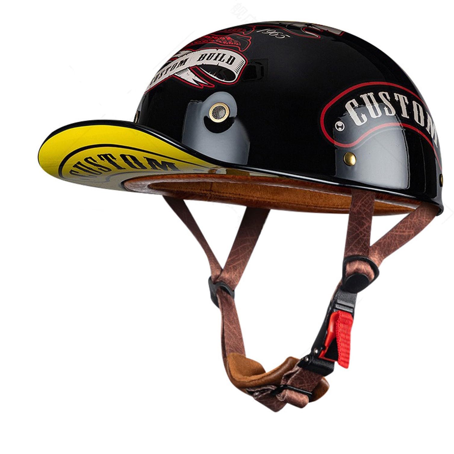 Motorrad Halbschalen Halbhelm Halbschalenhelm Baseballmütze-Helm Baseball Cap Motorradhelm Mit ECE-Zulassung Cruiser Chopper Scooter Helm Für Bike Cruiser Chopper Moped Scooter D,M von LPXPLP