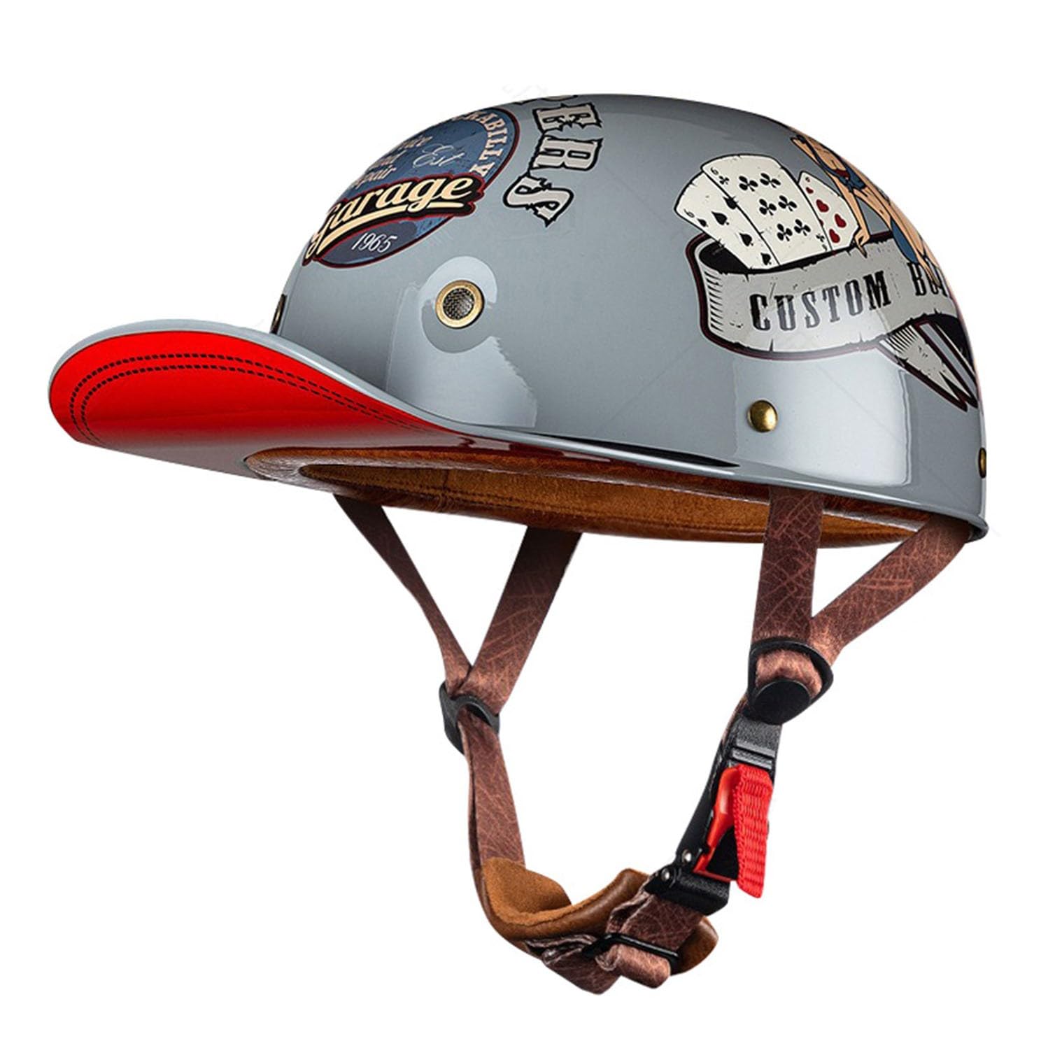 Motorrad Halbschalen Halbhelm Halbschalenhelm Baseballmütze-Helm Baseball Cap Motorradhelm Mit ECE-Zulassung Cruiser Chopper Scooter Helm Für Bike Cruiser Chopper Moped Scooter H,M von LPXPLP