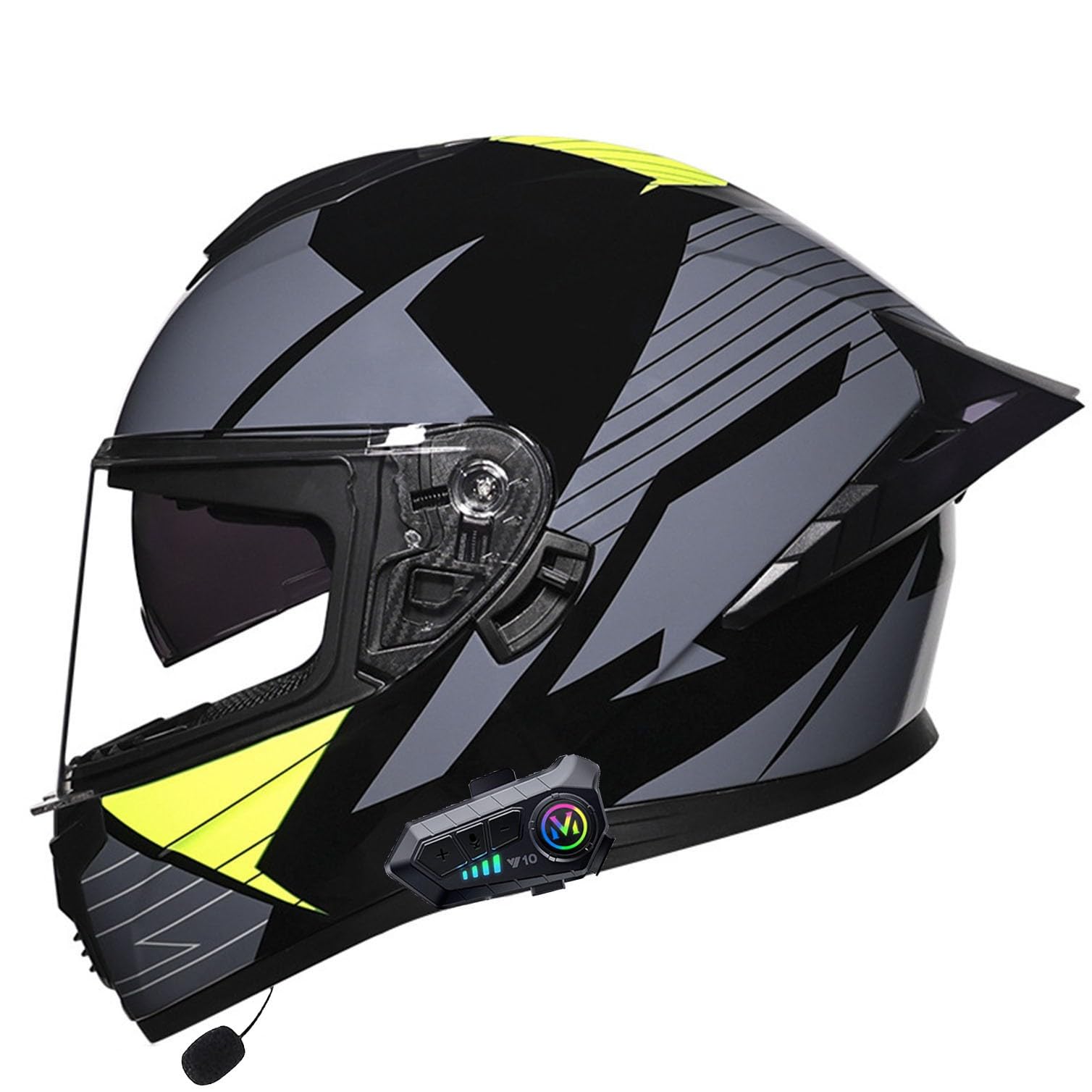 Motorradhelm Mit Bluetooth Integriert Klapphelm, ECE Zertifiziert Integralhelm Mit Anti-Fog-Doppelspiegel Für Erwachsene Damen Und Herren 16,M(57~58CM) von LPXPLP