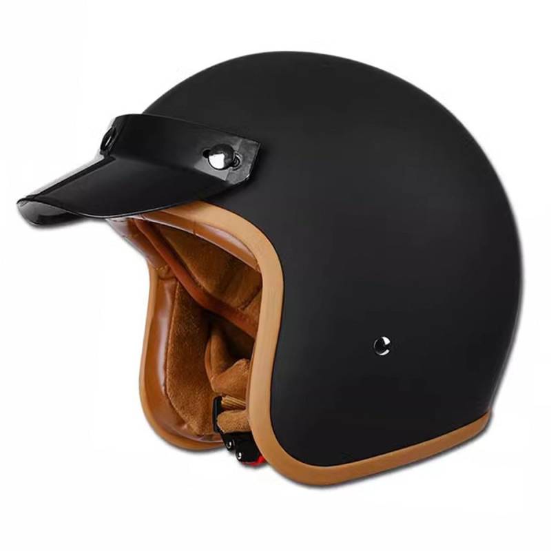 Offener Helm Motorradhelm Rollerhelm ECEDOT-Zulassung Vintage Stil Jethelm Motorrad Halbhelme Für Herren Damen Mit Abnehmbare Krempe Halbschalenhelm Für Scooter Cruiser 1,L:59-60CM von LPXPLP