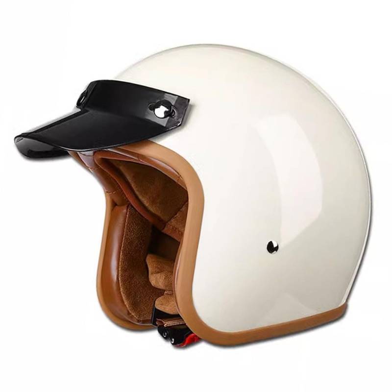 Offener Helm Motorradhelm Rollerhelm ECEDOT-Zulassung Vintage Stil Jethelm Motorrad Halbhelme Für Herren Damen Mit Abnehmbare Krempe Halbschalenhelm Für Scooter Cruiser 3,L:59-60CM von LPXPLP