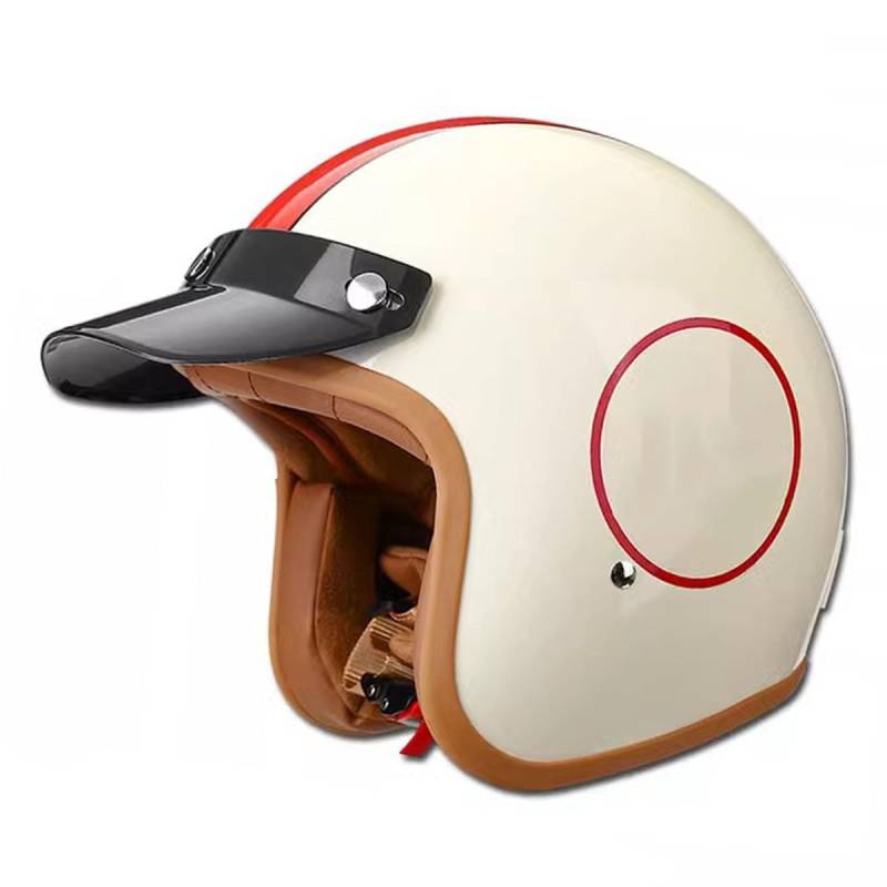 Offener Helm Motorradhelm Rollerhelm ECEDOT-Zulassung Vintage Stil Jethelm Motorrad Halbhelme Für Herren Damen Mit Abnehmbare Krempe Halbschalenhelm Für Scooter Cruiser 6,M:57-58CM von LPXPLP