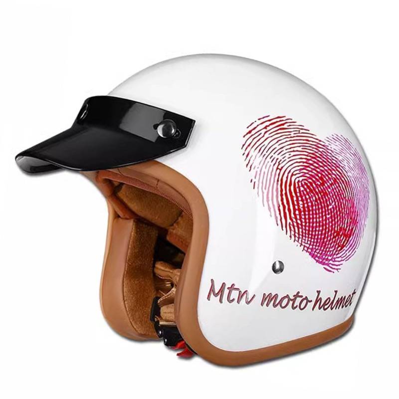 Offener Helm Motorradhelm Rollerhelm ECEDOT-Zulassung Vintage Stil Jethelm Motorrad Halbhelme Für Herren Damen Mit Abnehmbare Krempe Halbschalenhelm Für Scooter Cruiser 7,M:57-58CM von LPXPLP