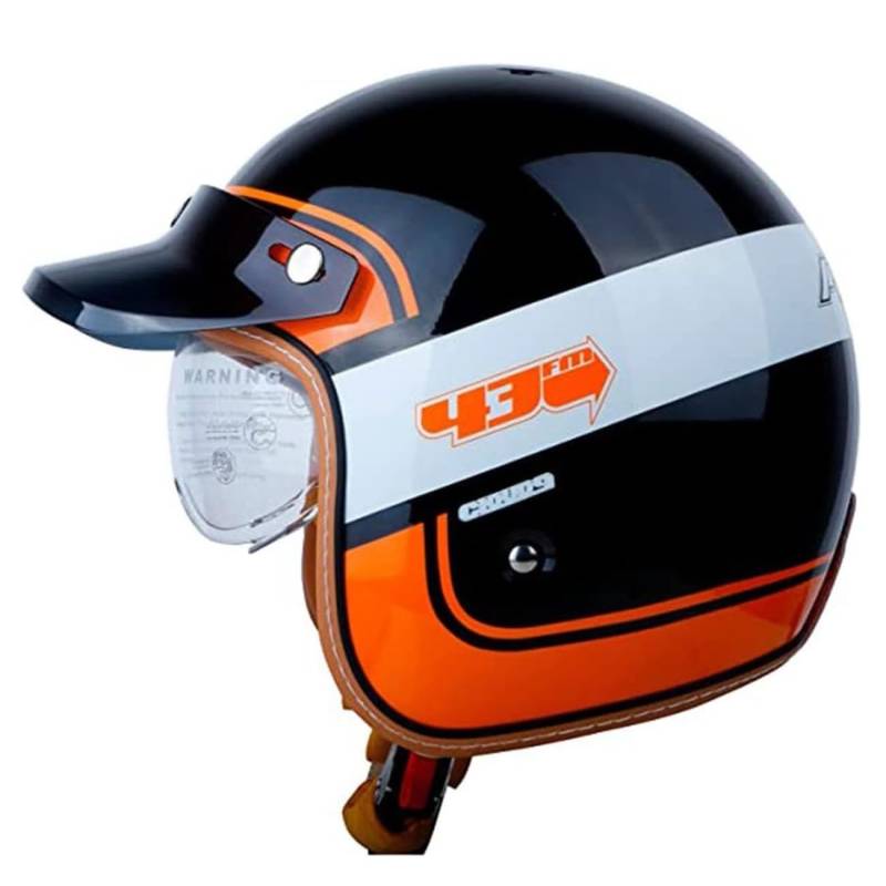 Vintage Jet-Helm · Motorrad-Helm Roller-Helm Scooter-Helm Moped Mofa-Helm Chopper Retro Vespa Vintage Pilot Biker Helmet · ECE Zulassung mit Visier Offenem Gesicht Helm E,L von LPXPLP